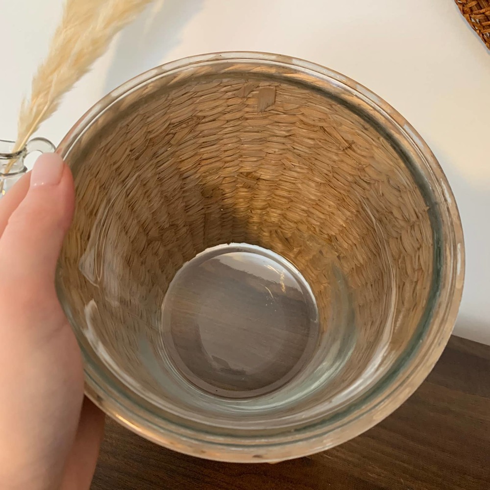 Vintage Wicker Wrapped Glass Planter Vase Boho - Picture 7 of 10